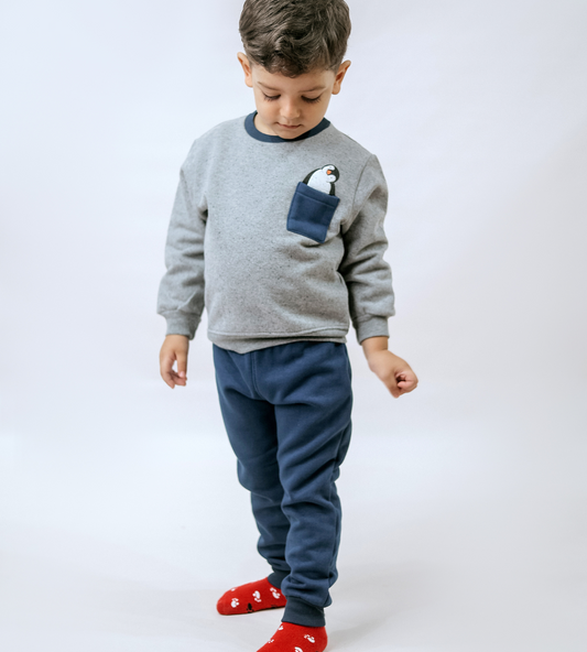 2-Piece Penguin Grey Navy Set