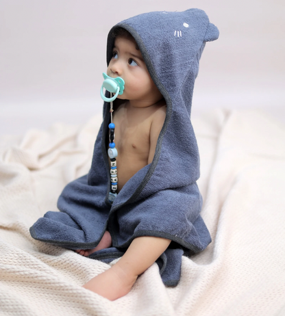 Charcoal Blue Bunny Hooded Bath Towel